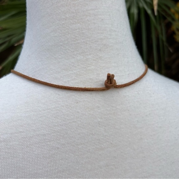 GOLD TONE Locket Necklace on Leather Cord - Picture 5 of 5